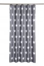 duschdraperi grått och vitt stjärnor