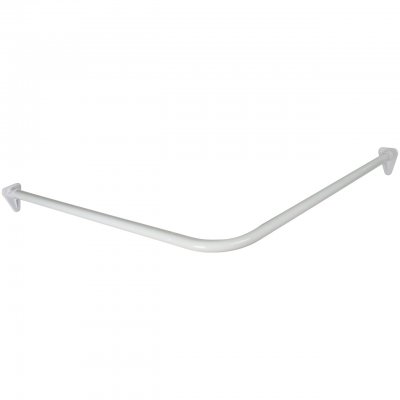 vit duschdraperistång vinkelstång utan stag i taket duschy